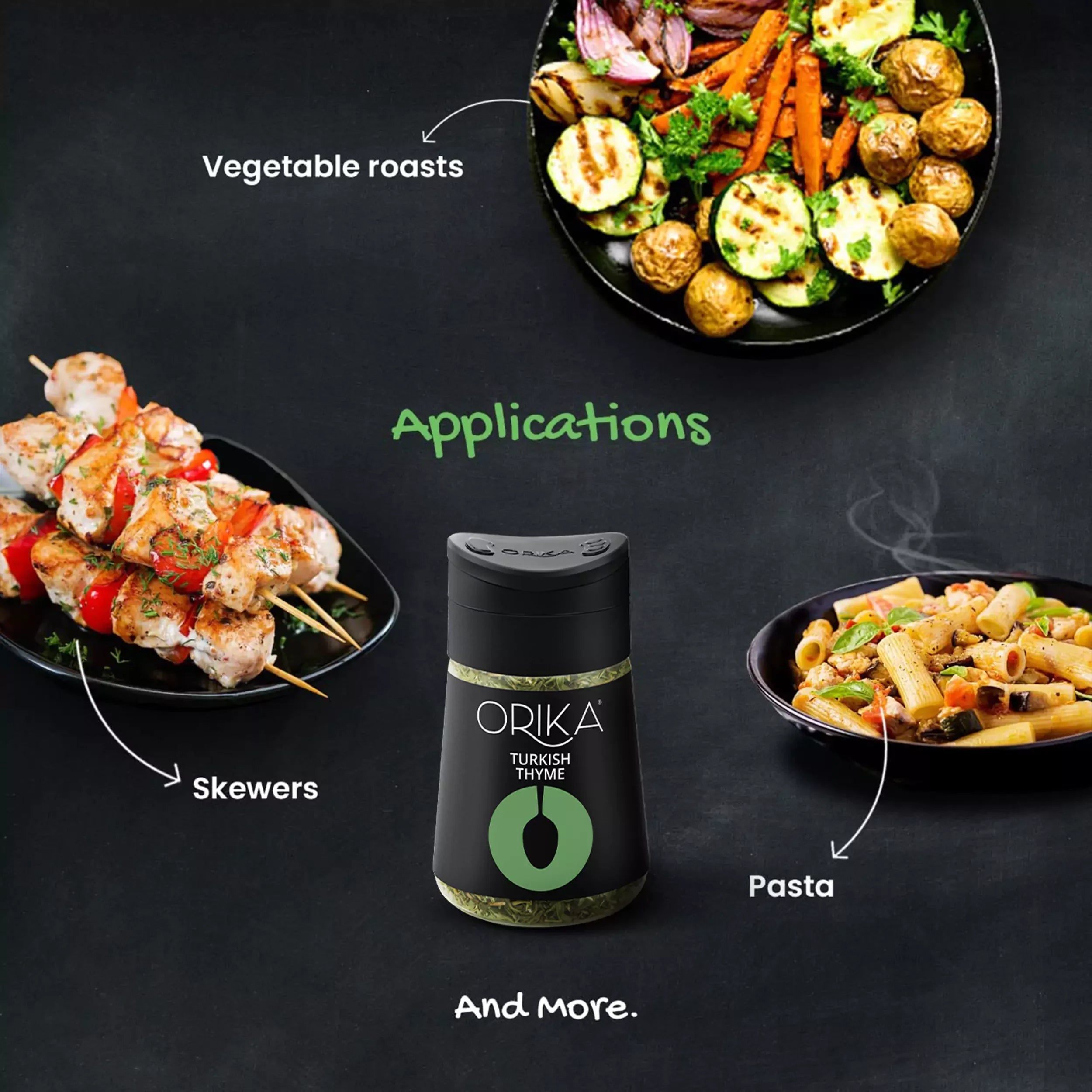 Orika Gourmet Herbs Sprinkler Combo Turkish Thyme, Egyptian Basil, Turkish Oregano - Orika Spices India